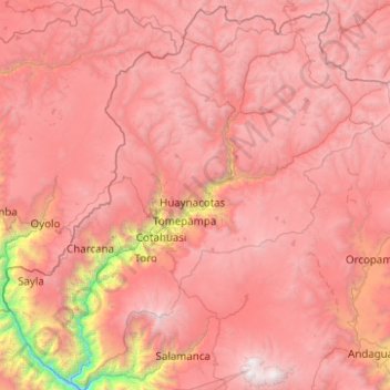 Mappa topografica La Unión, altitudine, rilievo