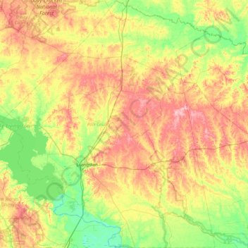 Mappa topografica Polk County, altitudine, rilievo