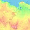 Mappa topografica Libia, altitudine, rilievo