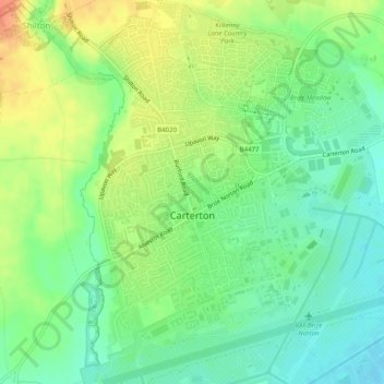Mappa topografica Carterton, altitudine, rilievo