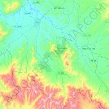 Mappa topografica Espinar, altitudine, rilievo