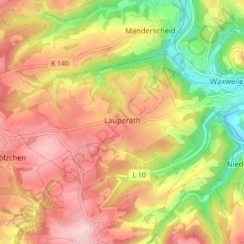 Mappa topografica Lauperath, altitudine, rilievo
