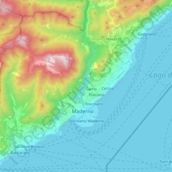 Mappa topografica Toscolano Maderno, altitudine, rilievo