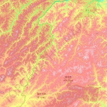 Mappa topografica 额尔古纳市, altitudine, rilievo