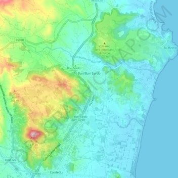 Mappa topografica Bari Sardo, altitudine, rilievo