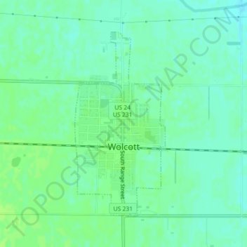 Mappa topografica Wolcott, altitudine, rilievo