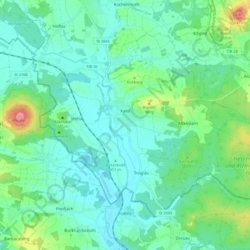 Mappa topografica Kastl, altitudine, rilievo