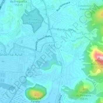 Mappa topografica Anil, altitudine, rilievo
