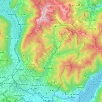Mappa topografica Breggia, altitudine, rilievo