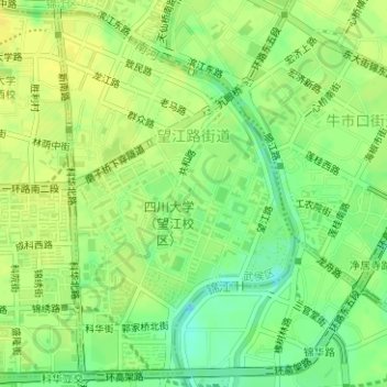 Mappa topografica 望江路街道, altitudine, rilievo