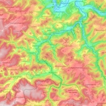 Mappa topografica Probstzella, altitudine, rilievo