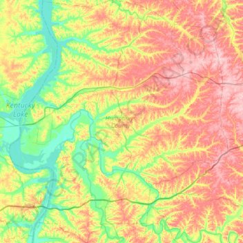 Mappa topografica Humphreys County, altitudine, rilievo