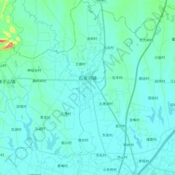 Mappa topografica 石家河, altitudine, rilievo