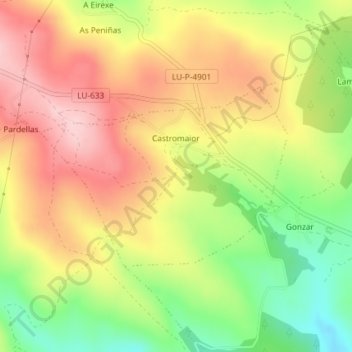 Mappa topografica Castromaior, altitudine, rilievo