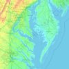 Mappa topografica Chesapeake Bay, altitudine, rilievo