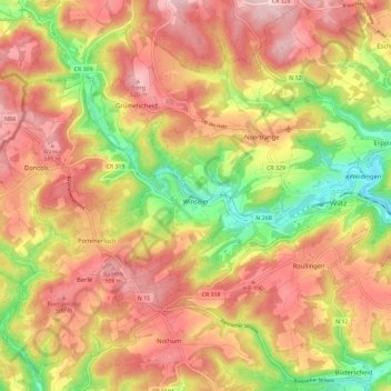 Mappa topografica Winseler, altitudine, rilievo