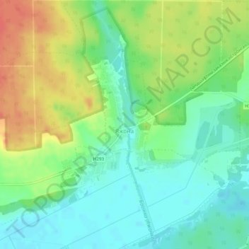 Mappa topografica Ежона, altitudine, rilievo