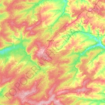 Mappa topografica Ибресинский муниципальный округ, altitudine, rilievo
