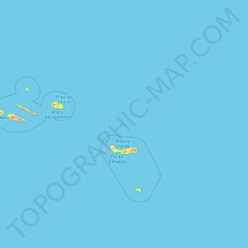 Mappa topografica Açores, altitudine, rilievo