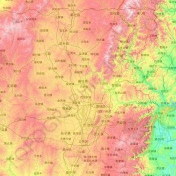 Mappa topografica 长治市, altitudine, rilievo