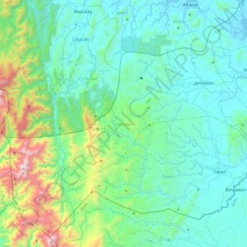 Mappa topografica Jamindan, altitudine, rilievo