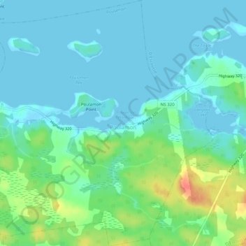 Mappa topografica Poulamon, altitudine, rilievo
