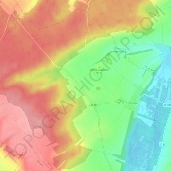 Mappa topografica Wailly, altitudine, rilievo