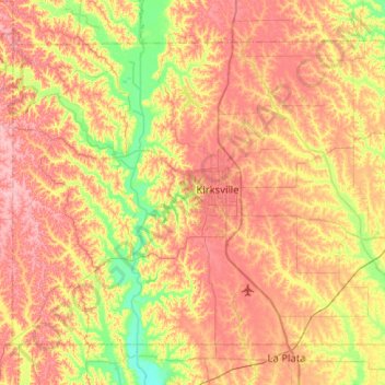 Mappa topografica Adair County, altitudine, rilievo