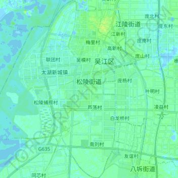 Mappa topografica 松陵街道, altitudine, rilievo