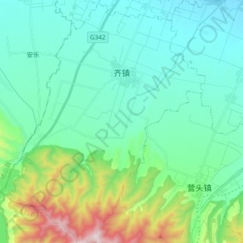 Mappa topografica 齐镇, altitudine, rilievo