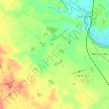 Mappa topografica Croft-on-Tees, altitudine, rilievo