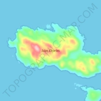 Mappa topografica Islas Charles, altitudine, rilievo