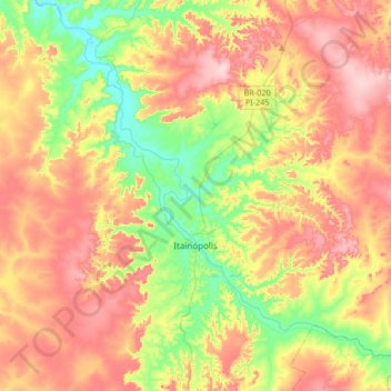 Mappa topografica Itainópolis, altitudine, rilievo