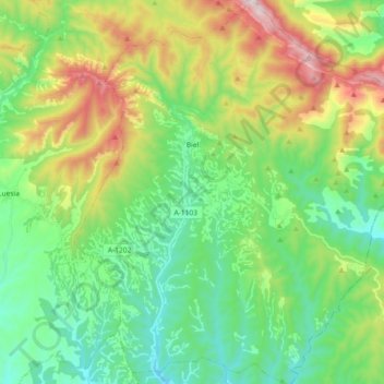 Mappa topografica Biel, altitudine, rilievo