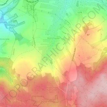 Mappa topografica Kühnhaide, altitudine, rilievo
