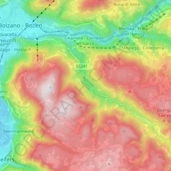 Mappa topografica Cornedo all'Isarco, altitudine, rilievo