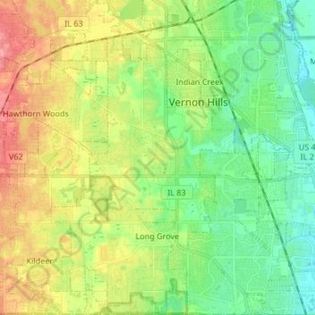 Mappa topografica Long Grove, altitudine, rilievo