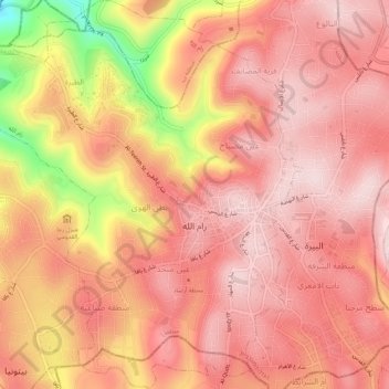 Mappa topografica Ramallah, altitudine, rilievo