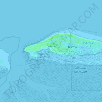 Mappa topografica Baltrum, altitudine, rilievo