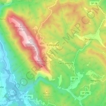 Mappa topografica Collegiove, altitudine, rilievo