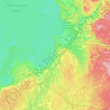 Mappa topografica Волховский район, altitudine, rilievo