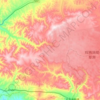 Mappa topografica 辉腾锡勒园区管理委员会, altitudine, rilievo