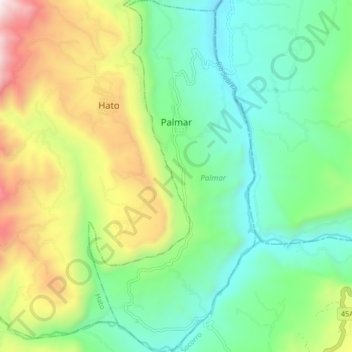 Mappa topografica Palmar, altitudine, rilievo