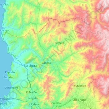 Mappa topografica Provincia de Petorca, altitudine, rilievo