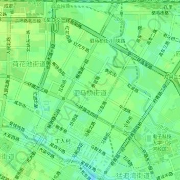 Mappa topografica 驷马桥街道, altitudine, rilievo