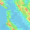 Mappa topografica San Francisco Bay, altitudine, rilievo