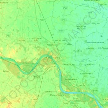 Mappa topografica Casalmaggiore, altitudine, rilievo