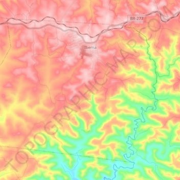 Mappa topografica Ibema, altitudine, rilievo