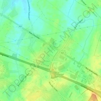 Mappa topografica Hognoul, altitudine, rilievo