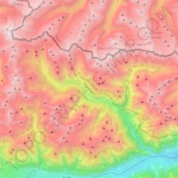 Mappa topografica Senales, altitudine, rilievo